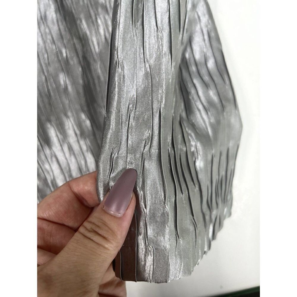 Chico's Silver Crinkle Jacket Size 1 Medium 8 10 US Blazer Caroline New - Picture 12 of 12
